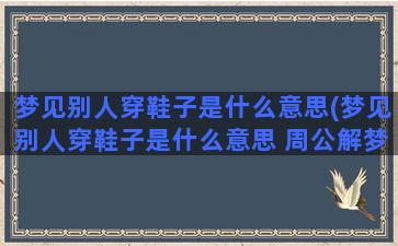 梦见别人穿鞋子是什么意思(梦见别人穿鞋子是什么意思 周公解梦)